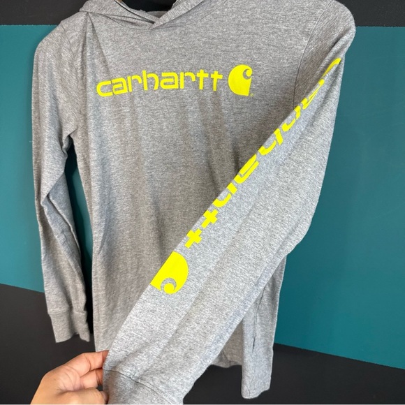 Carhartt Kids Gray Hoodie with Yellow Logo - Picture 3 of 9